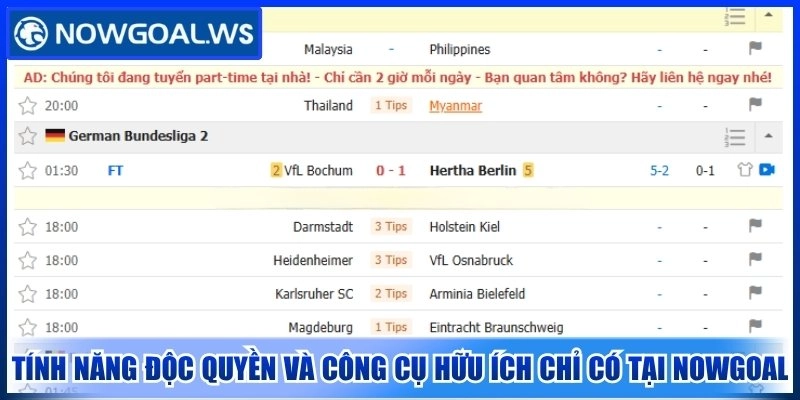 Nowgoal ✔️ Cập Nhật Tỷ Số Bóng Đá, Dữ Liệu Thể Thao Nhanh 5 Tính năng độc quyền và công cụ hữu ích chỉ có tại NOWGOAL